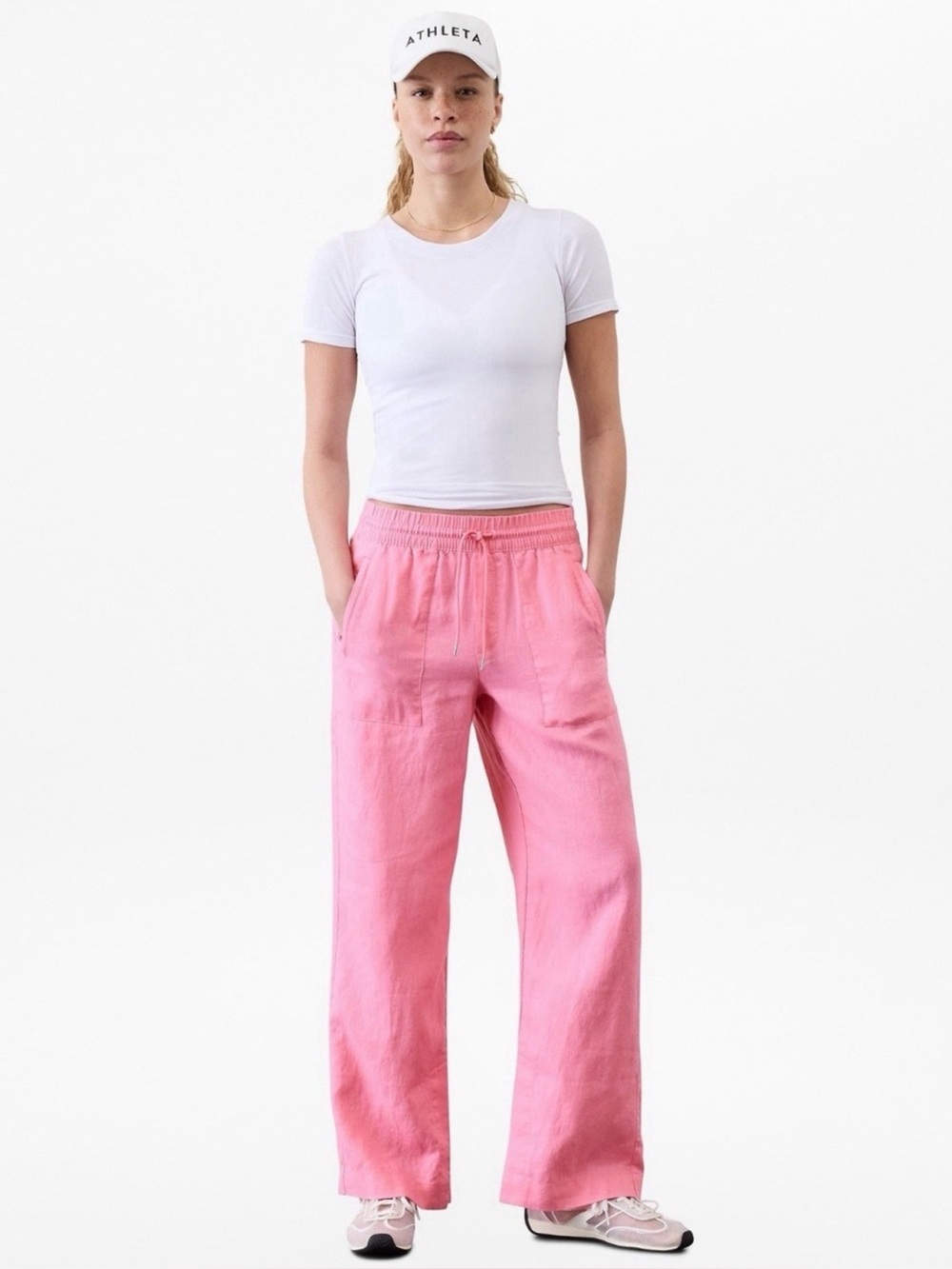 Athleta Retreat Linen High Rise Wide Leg Pant